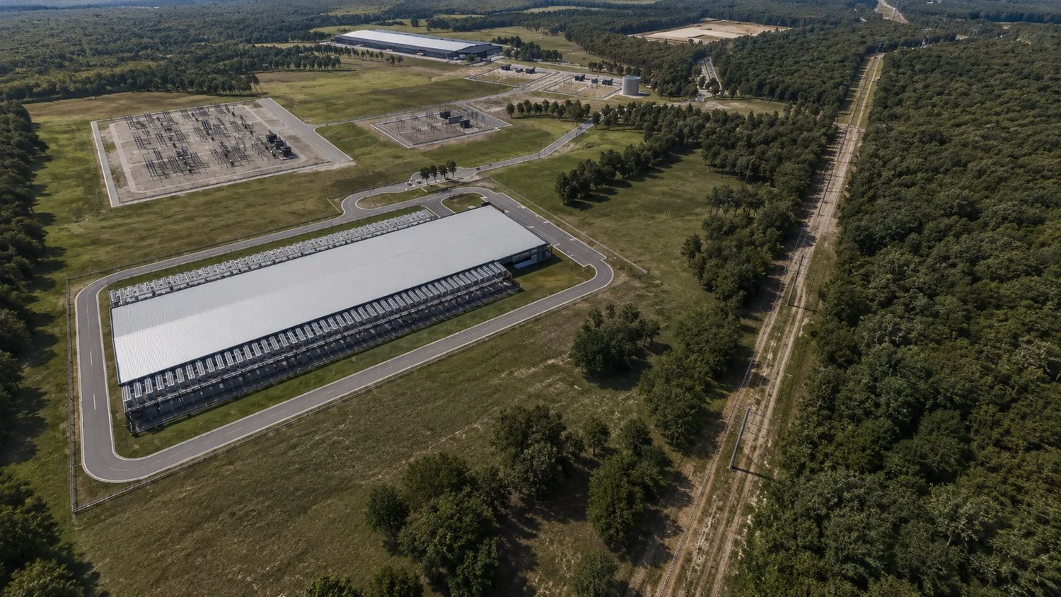 Aerial rendering of a hyperscale data center campus under development